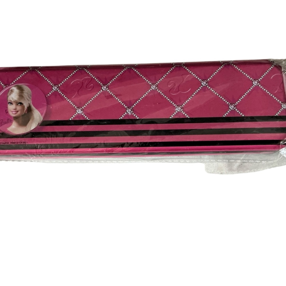 Pink Barbie 2013 Mattel tin pencil case metal
